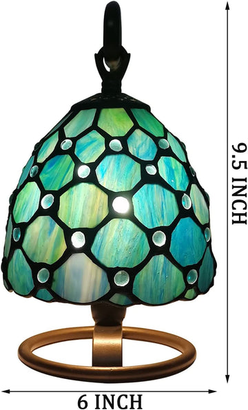 Werfactory® Tiffany Night Light, Stained Glass Desk Light, Mix-Color Vintage Table Lamp